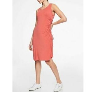Athleta Modal Side Gather Ruching Silky Orange T-Shirt Dress Size XL